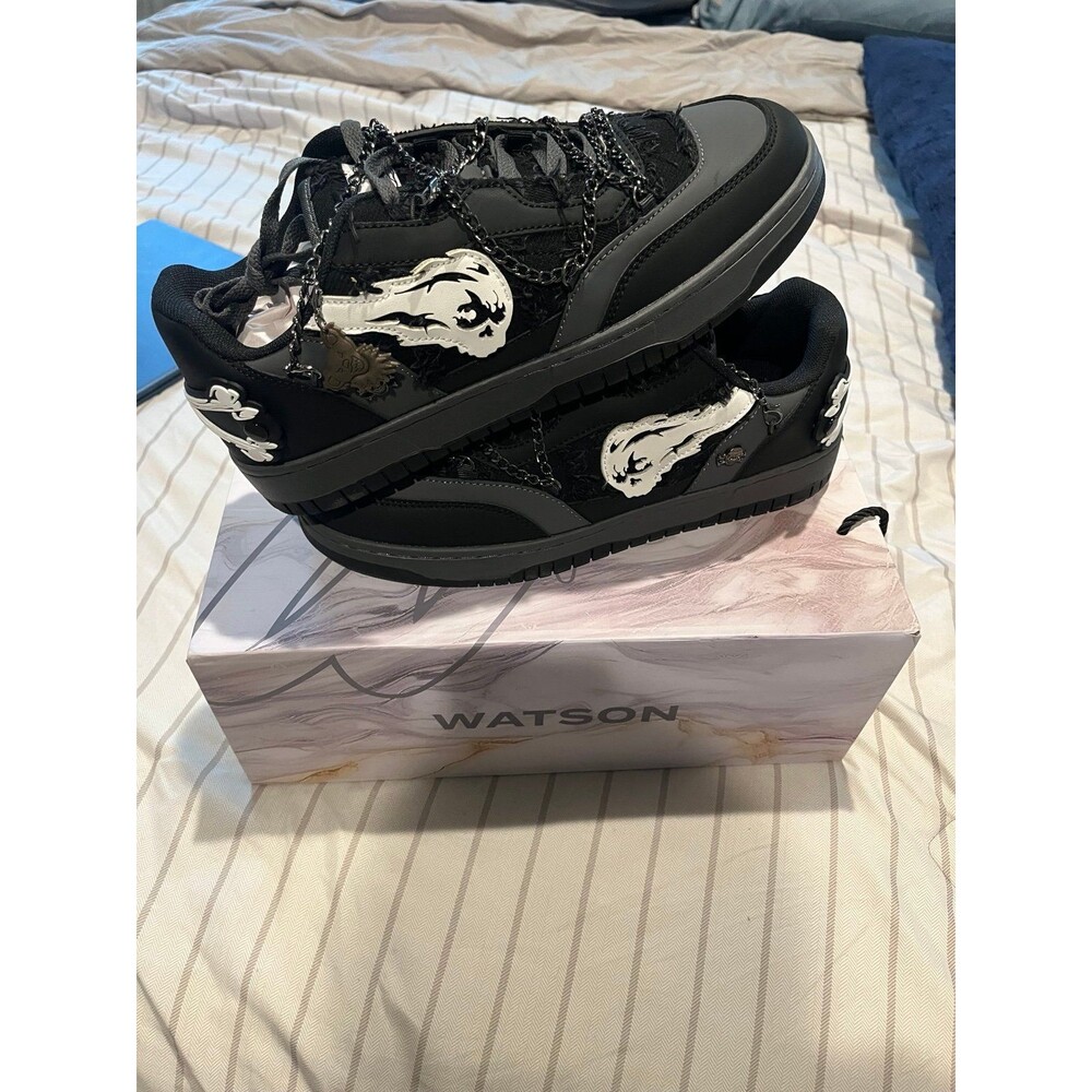 Watson “Unchained Black” Chain Skull Sneakers – Men’s Size 9.5 – New w/ Box